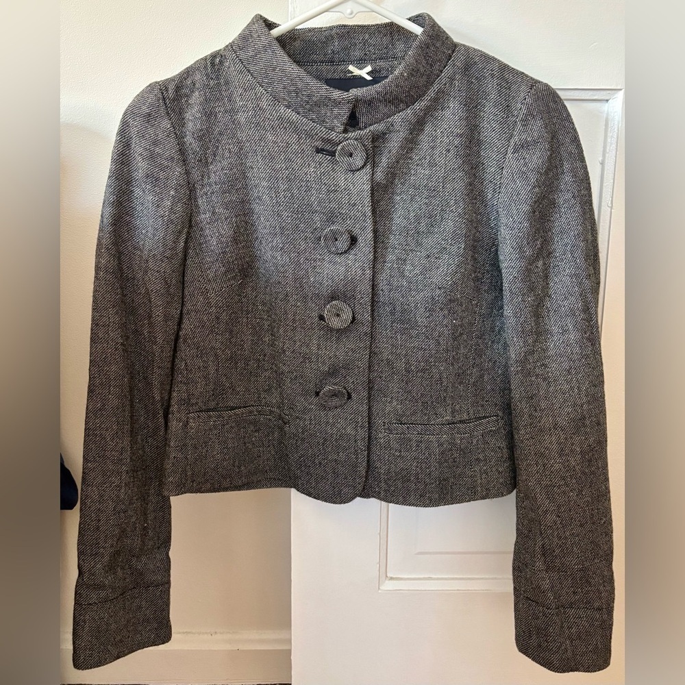 NWOT Banana Republic Cropped Tweed Jacket Size 0 Structured Button Front - Picture 2 of 5